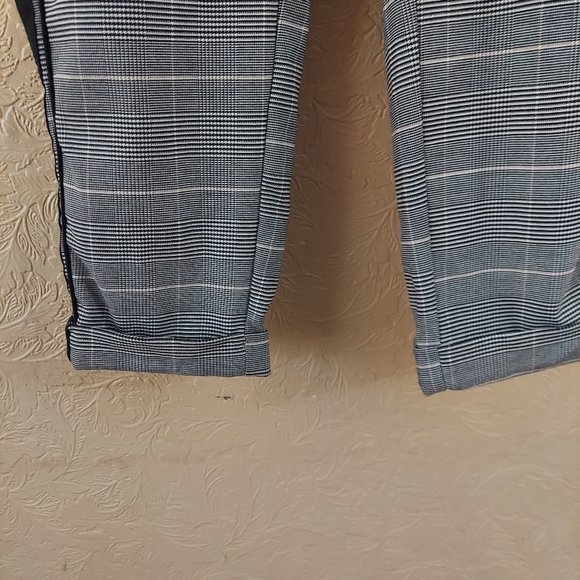Zara plaid pull on cropped pants with side stripe black white size XS - Picture 3 of 10